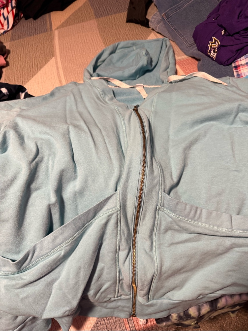 Plus size ladies 3/4 sleeve sip up hoodie seafoam green in color size 3x